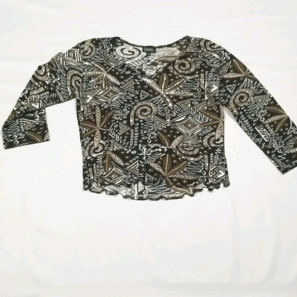 🎁5/$25 Cactus Clothing Blouse Women's Size Small Paisley Top 3/4 Sleeve India